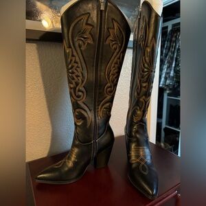 Brand new Corkys Black and Brown Embroidered Knee-High Boots